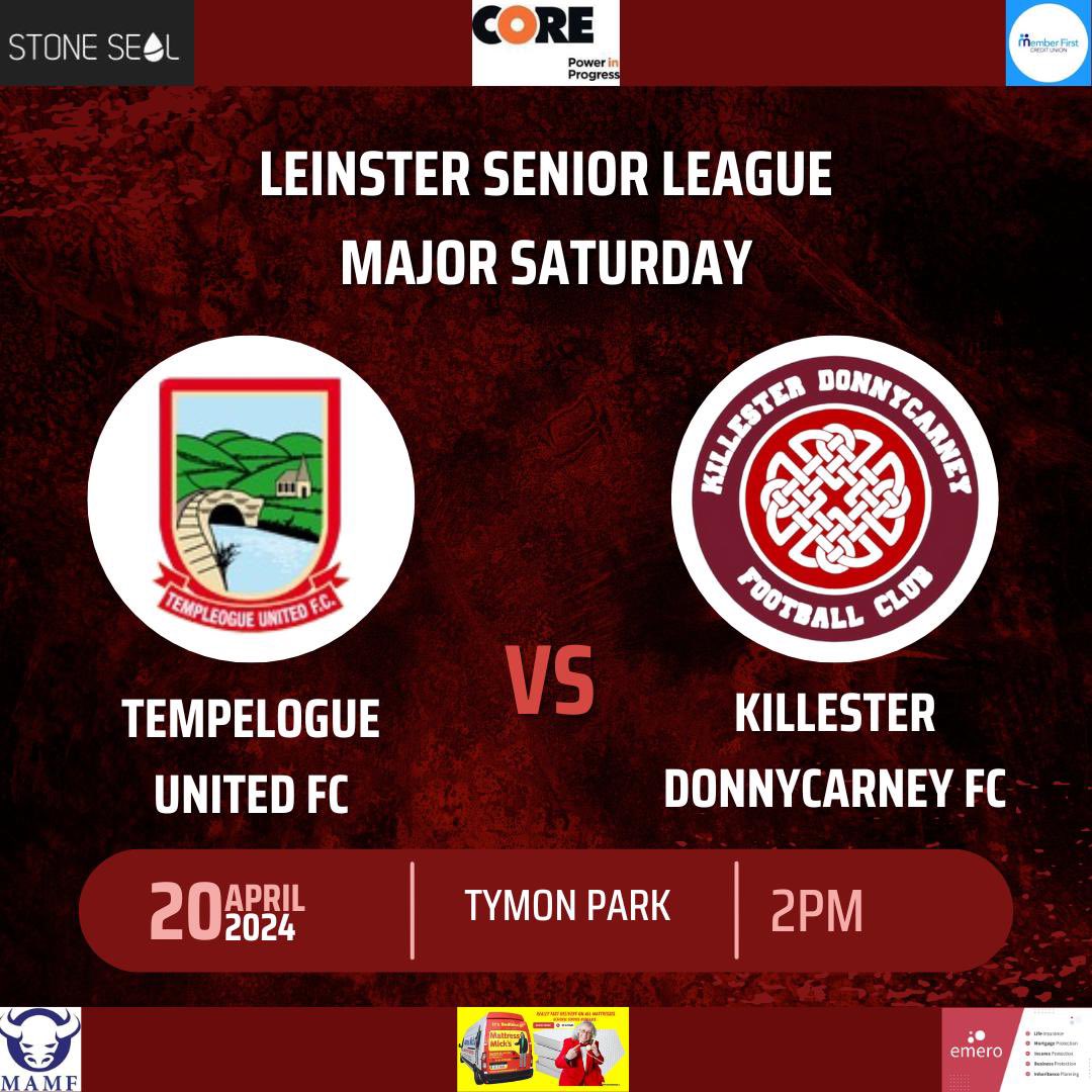 Our Senior Saturday side are in action away to @TUFC1977 in the @LSLLeague this Saturday. Kick off 2pm in Tymon Park. All support welcome. Massive thanks to all our sponsors who make it all possible. #KDFC #lsllivescore @AlQuinn2015 @hitthechannels