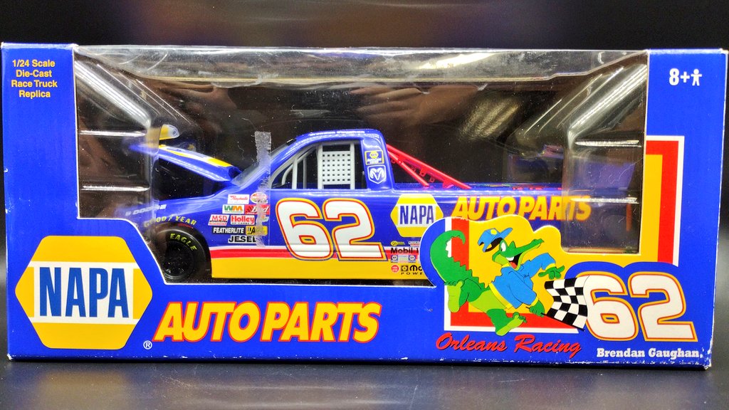 2002 Brendan Gaughan #62 NAPA Auto Parts Dodge Ram Supertruck. Won his first two truck races with this, with a sweep of Texas Motro Speedway that year.