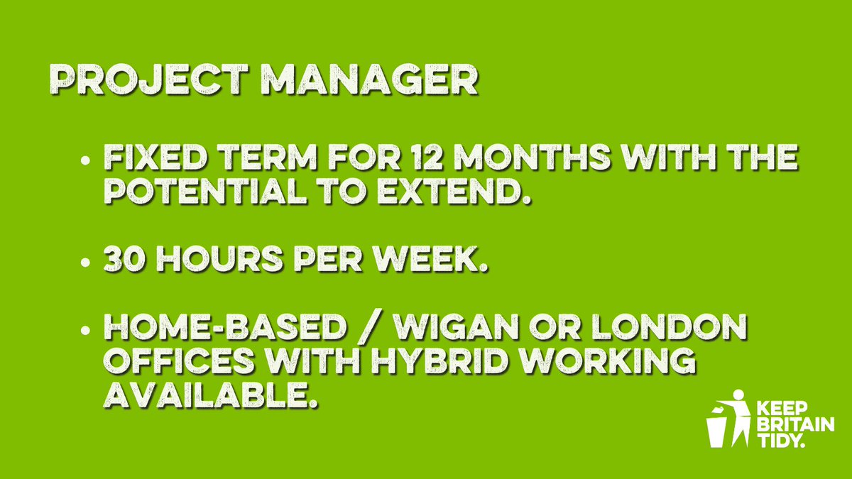 We're seeking an experienced and dynamic Project Manager. This vacancy closes on Monday 22 April. Find out more: keepbritaintidy.org/project-manager