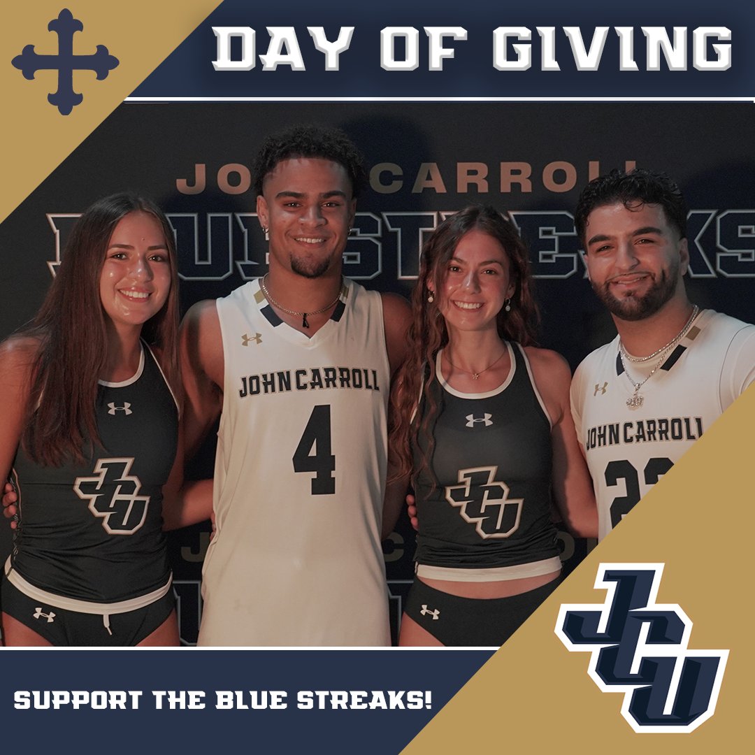 HAPPY DAY OF GIVING! Give to what you love: Support the Blue Streaks with a donation today! Pick your sport(s) to support and make a difference in the lives of JCU student-athletes ⚡️ givecampus.com/schools/JohnCa…