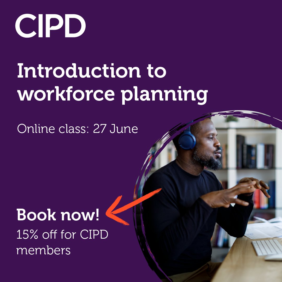 Is your workforce future-fit? Learn how to use #OrganisationDesign tools to align your workforce plans with business goals and strategies. Introduction to workforce planning ➡️ Online class ➡️ 27 June Book now! 15% off for CIPD members: ow.ly/J6k950RiQrT #CIPDLearning