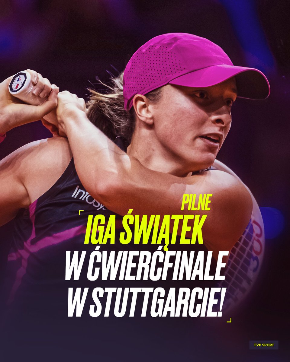 .@iga_swiatek pokonała Belgijkę Elise Mertens 6:3, 6:4 w meczu 2. rundy turnieju WTA 500 w Stuttgarcie! 🎾 Polka jest już w ćwierćfinale imprezy, w którym zmierzy się ze zwyciężczynią meczu pomiędzy Lindą Noskową a Emmą Raducanu.