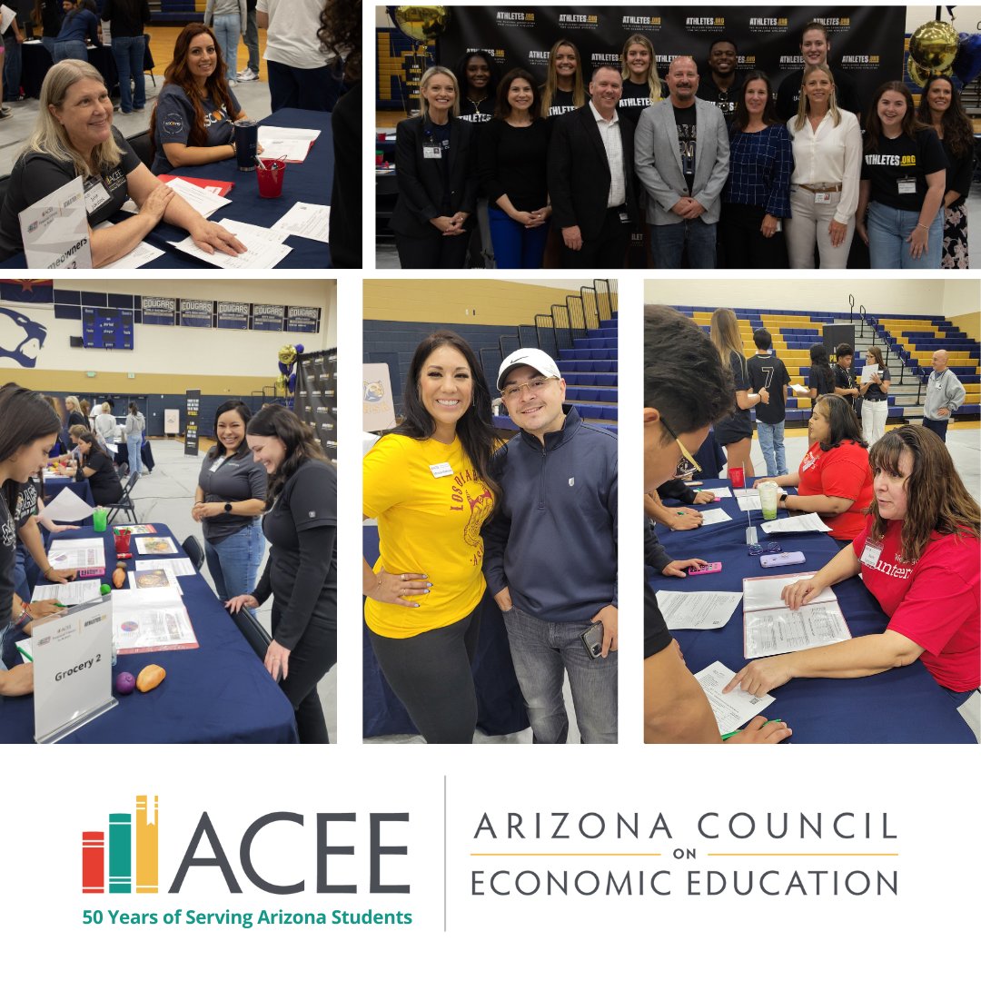 It's both #NationalVolunteerMonth & #FinancialLiteracyMonth! ACEE is thankful to work with so many amazing volunteers. Here's just a few that joined us for the Financial Fitness in Action at @KellisHS. We couldn't do it without you! #VolunteersRock #CommitToFinLitAZ