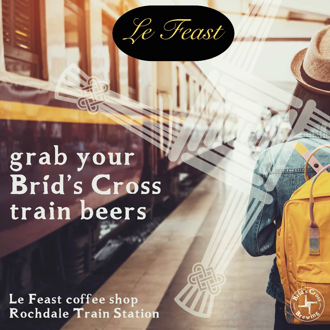 Travelling by #train from #Rochdale? You can now enjoy locally brewed #beer from @bridscrossbrew available at @lefeasttogo coffee shop. Choo choo choose your Train Beers today

#trainbeer #beer #craftbeer #craftbeeruk #folkale #newbrewery #realale #drinklocal #localbeer #localale