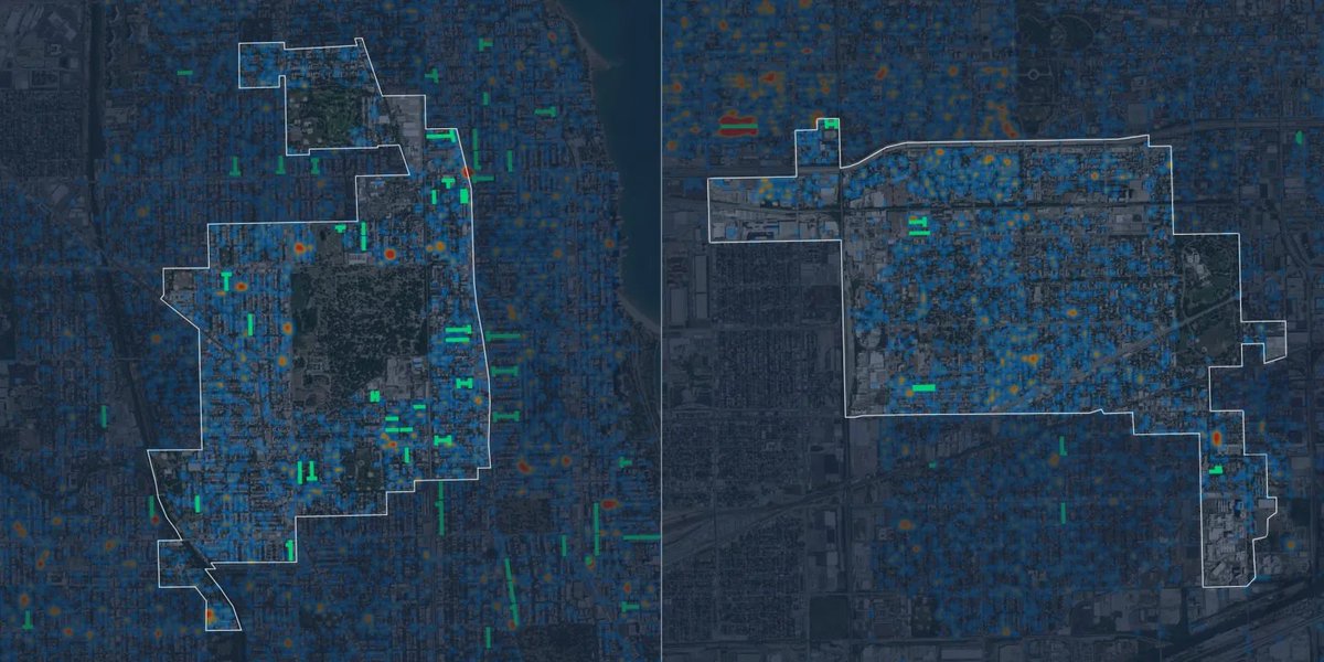 Also check our interactive heat map to compare flood complaint density to green alley abundance in your neighborhood. Here's the North Side 40th Ward (1,947 flood complaints in 2021-23; 23 green alleys) vs the West Side 24th ward (2,143 complaints; five green alleys)