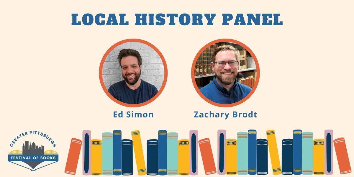 I'm so excited to meet two of my favorites when I moderate the Local History panel for the Greater Pittsburgh Festival of Books featuring authors Zachary Brodt and Ed Simon on May 11. Join us for free! (Not an ad. I am donating my time.) events.humanitix.com/local-history?…