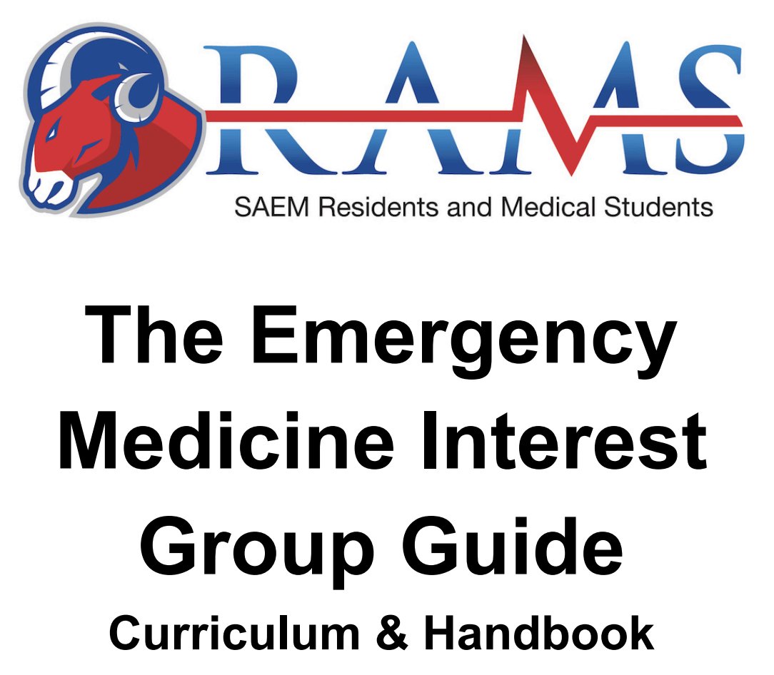 Check out our EMIG Handbook! We wrote a curriculum for EMIG leaders designed to complement the preclinical schedule, including lecture outlines & workshops! Free to download on @SAEMonline's website!

#MedTwitter #EmergencyMedicine #MedEd 

saem.org/docs/default-s…