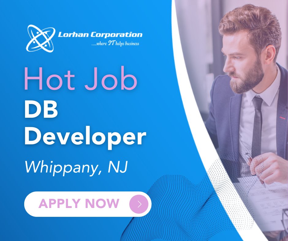 Lorhan Corporation is looking for a DB Developer in Whippany, NJ! If you’re interested reach out to shiva@lorhancorp.com. bit.ly/3UnFA6E #databasedeveloper #sqlwizard #dataengineering #techjobs #databasejobs #sqldeveloper #datasculptor #databaseengineering