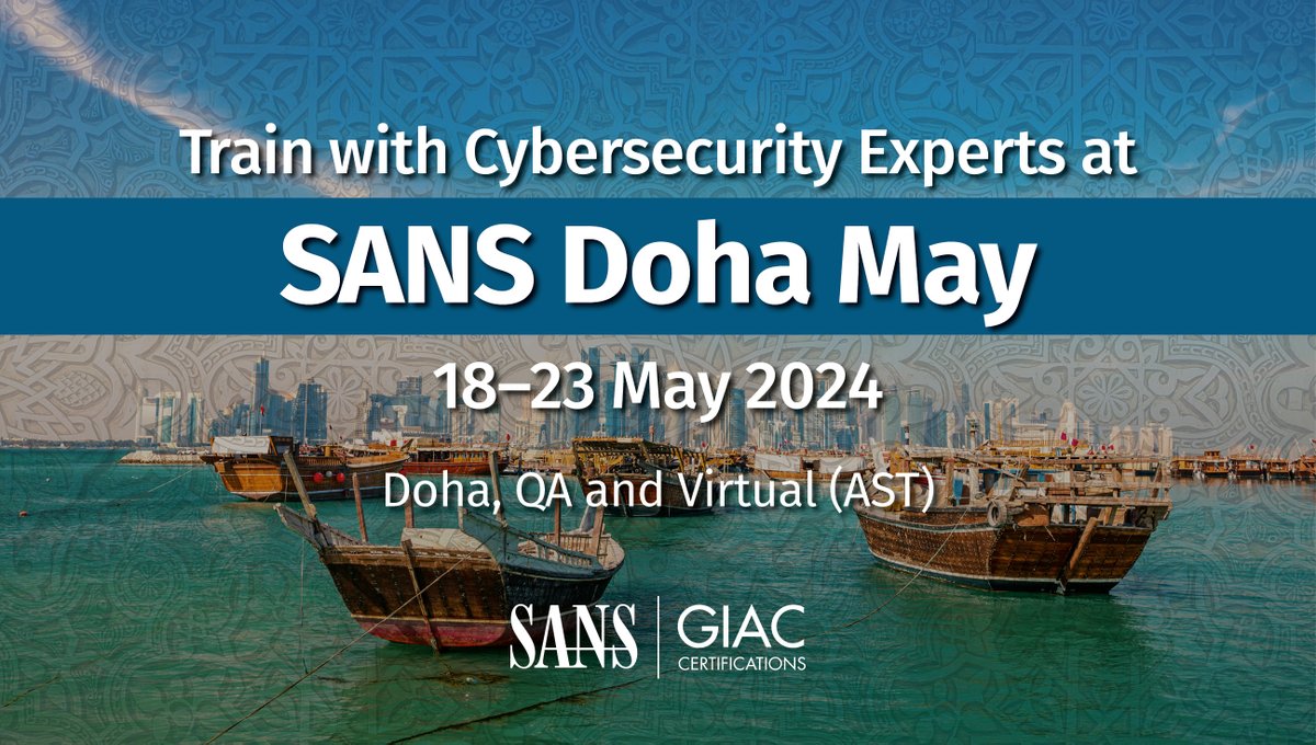 ⚔️ Whether you're honing IR techniques, exploring advanced #DFIR, or protecting critical infrastructures, our world-class instructors, @daveshackleford, @DFS_JasonJ, and Christopher Robinson, are here to guide you in #Doha → sans.org/u/1vkn #SANSTraining