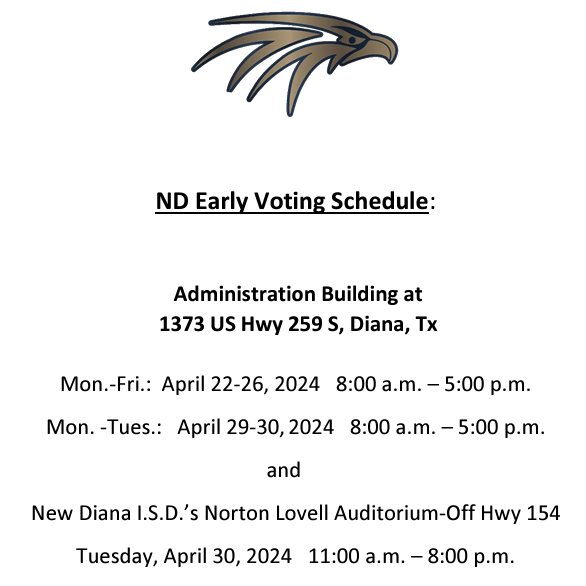 Early Voting begins next Monday, April 22, 2024.