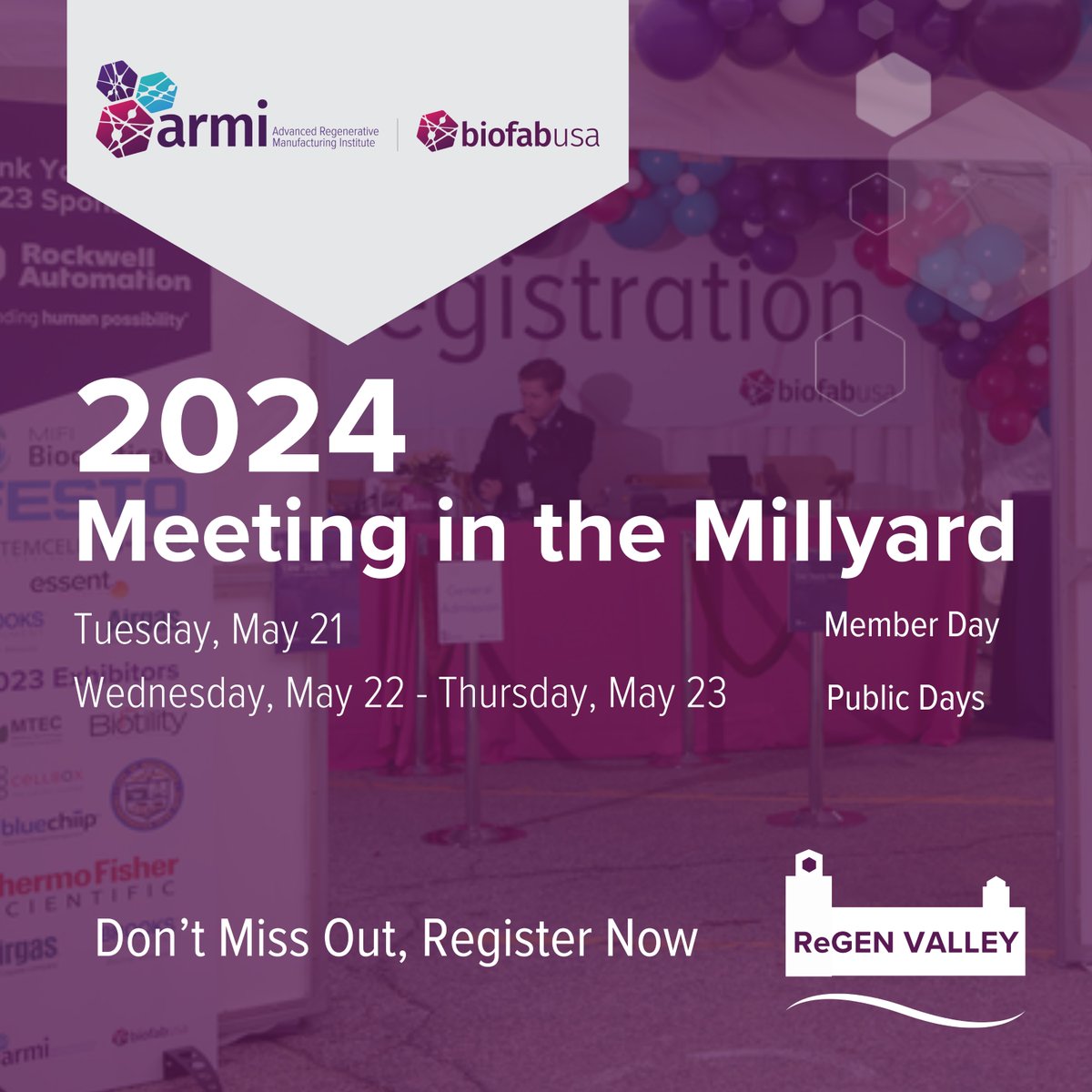 Experience the future of biofabrication at MITM24! Join #ARMIBioFabUSA in ReGEN VALLEY for an unforgettable event shaping the industry's trajectory. Don't miss out – register now! ow.ly/35zk50QPJZW