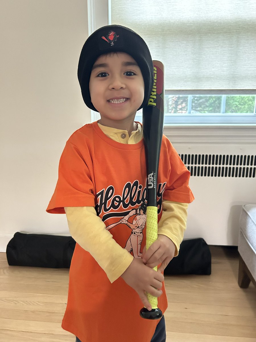 deleonr1's tweet photo. Excited to have his favorite player’s gear! “It’s liftoff from here” @J_Holliday7 @Orioles @MElias https://t.co/tEctJpBQJy