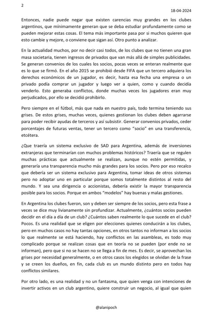 alanipoch's tweet photo. Fútbol Argentino: ¿SAD, si o no? 
Es un tema muy complejo para una respuesta simple. Hay muchas cuestiones por analizar y mejorar en nuestro querido fútbol, para lograr no estancarse y estar en continuo crecimiento, a la par de las principales ligas del mundo. https://t.co/j5AVJ16ij6