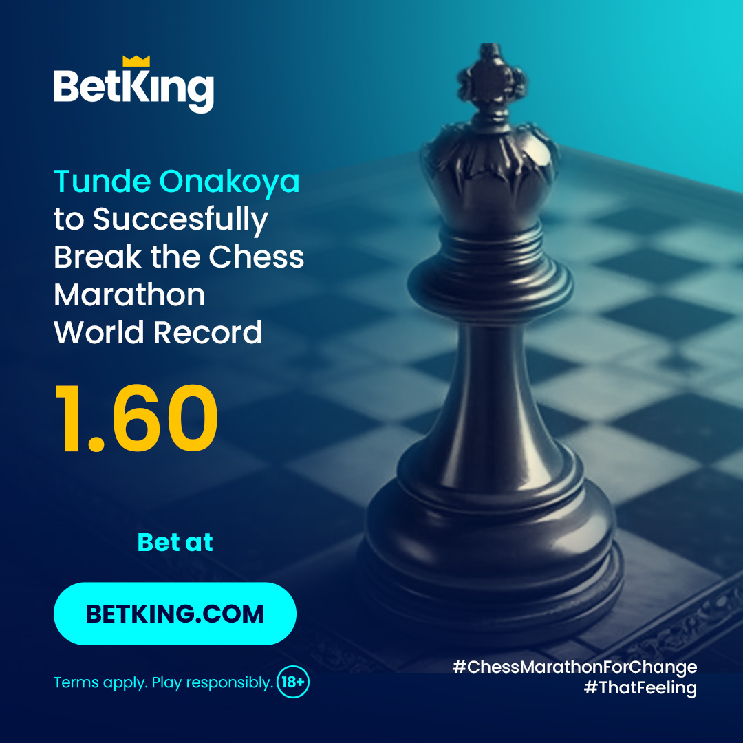 We've backed Tunde Onakoya to successfully break the Chess Marathon World Record at 1.60 Odds. Bet now m.betking.com/sports/events/… #ChessMarathonforChange #ThatFeeling