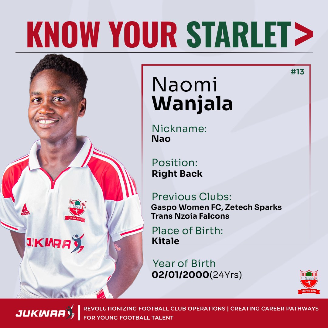 Naomi provided the assist for our solitary goal, scored by Eglay, when we completed a double against Kangemi Ladies in the league back in February.

#YesWeCan #JukwaaSports #FootballKE