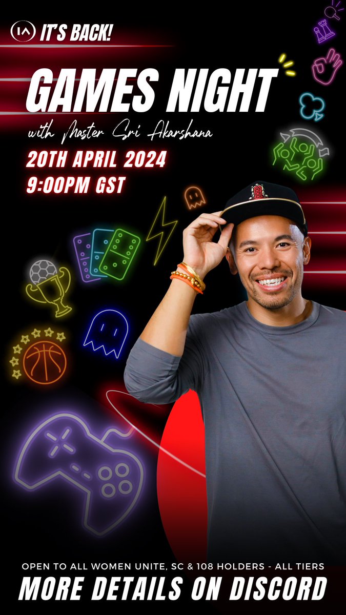 Get ready for an epic Games Night with Master <a href="/SriAkarshana/">Master Sri Akarshana</a> and the Iamverse Team! 🎮 Join us for a night of fun, community connection, and the chance to win a HUGE Prize! 🏆 Don’t miss out on the excitement 
Comment below ‘Games Night’, if you want to join and we’ll DM you! ❤️✨