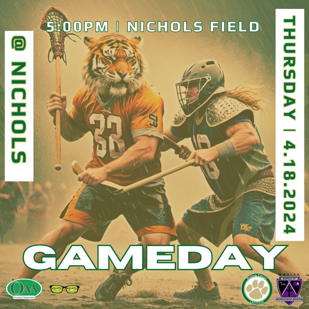 The Tigers head to Nichols for a 5PM Faceoff!!

#letsgobrother

#timontigers🐅 #gotimon #lacrosse #bishoptimon #Education #buffalo #studentathletes #highschoolsports #highschool #gotigers #brotherhood #family

@timonalumni 
@timonstjudehigh