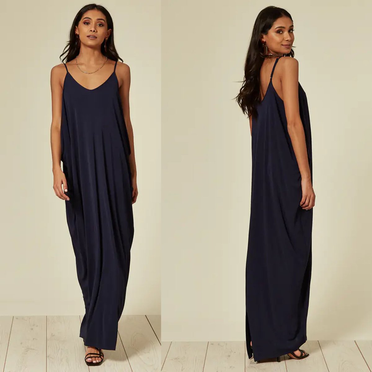 Our Athena strappy, maxi dress in navy hangs effortlessly, adding understated glamour to any wardrobe. Sophisticated and perfect for day and evening - just dress up with statement jewellery and a pair of heels. 💙 #madeinlondon #summerdress #weddin #weddingseason #summerparty