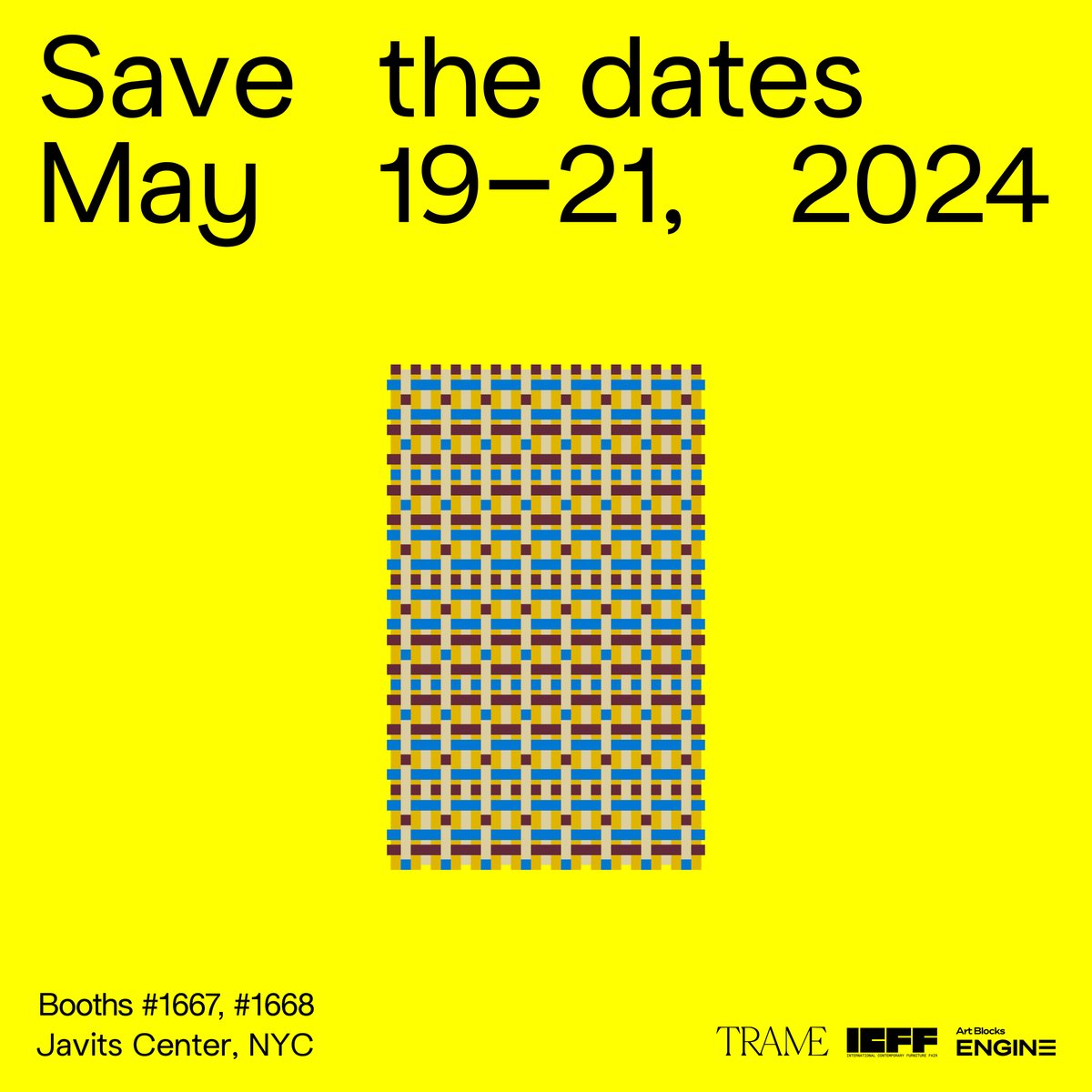 One month until @ICFF! 

We will have TWO exhibits 💥

Booth 1667 will show off our Generative Interiors concept and the work of Craft Nouveau artists @jeffgdavis @mactuitui and @arandalasch. Booth 1668 will feature @martingrasser's Portraits collection.

🤝 @artblocksengine