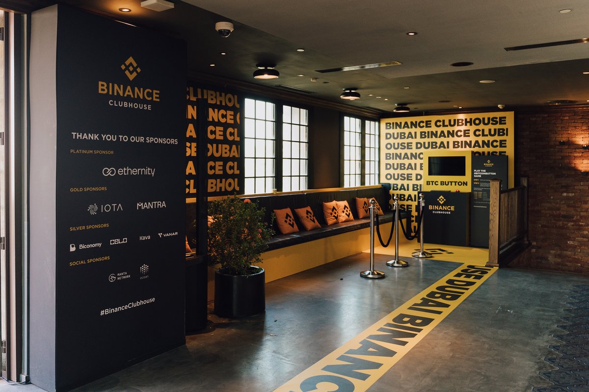 A big shoutout to our #BinanceClubhouse platinum sponsor, @EthernityChain! We'd also like to thank our gold sponsors, @MANTRA_Chain and @iota, for making our #Binance community hub possible 🫡 See you all at the clubhouse!