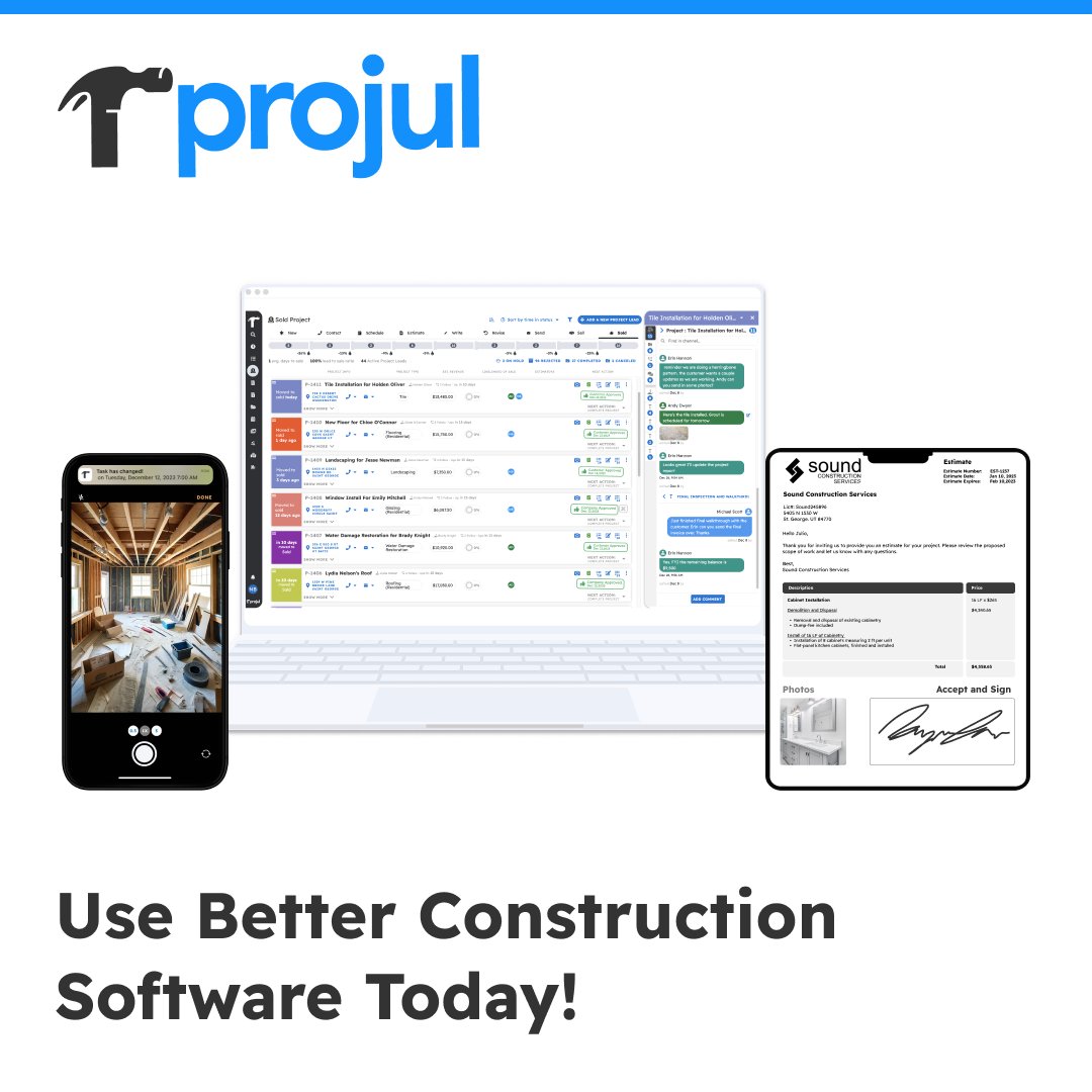 goprojul's tweet image. More construction companies are switching to construction software and leaving behind old tools like: paper &amp;amp; pen, whiteboards, spreadsheets, file folders, etc...

Why is your company looking for better construction software? 

#projul #constructiontrend #construction