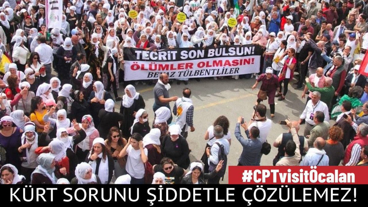 İmralı’da uygulanan insanlık dışı tecrit, Türkiye'yi ve Ortadoğu’yu barıştan ve demokrasiden uzaklaştırıyor. Kürt sorununun kalıcı çözümü için tecrit derhal kaldırılmalıdır. 
#CPTvisitÖcalan