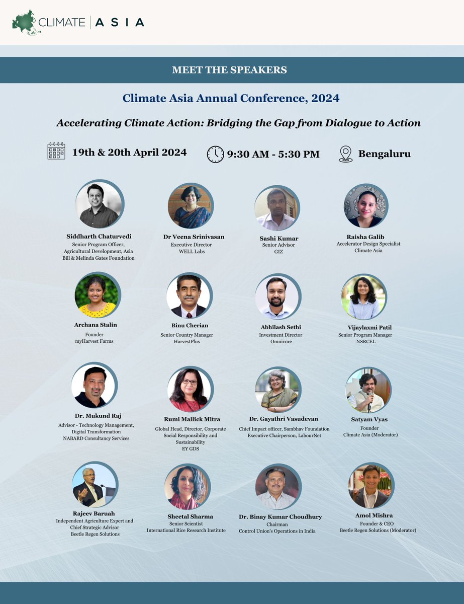 asia_climate's tweet image. FEW HOURS TO GO for our 3rd Annual Climate Conference happening in Bengaluru!

Last chance to register: forms.gle/zbh6swUUPU7mFt…

#ClimateAction #DialogueToAction #ClimateResilience #ClimateLeaders