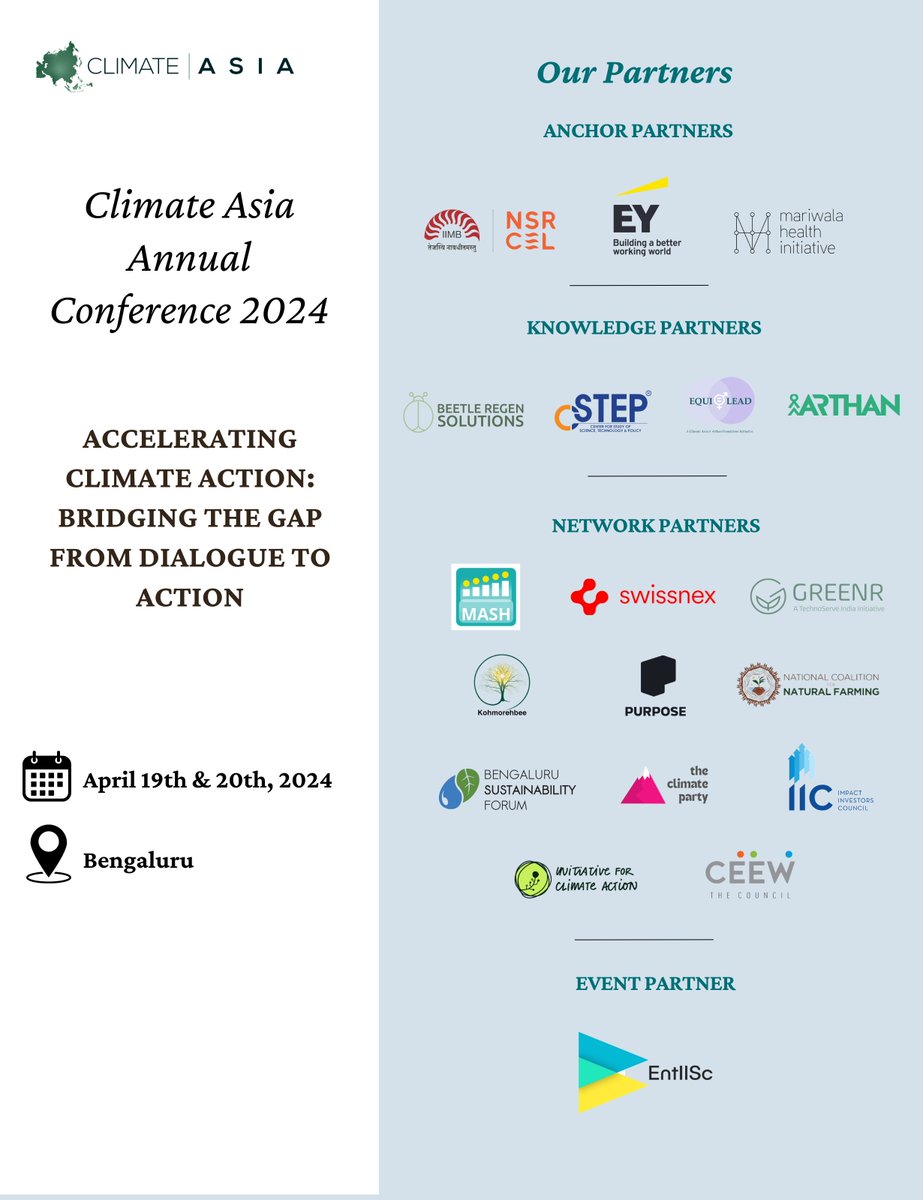 FEW HOURS TO GO for our 3rd Annual Climate Conference happening in Bengaluru!

Last chance to register: forms.gle/zbh6swUUPU7mFt…

#ClimateAction #DialogueToAction #ClimateResilience #ClimateLeaders