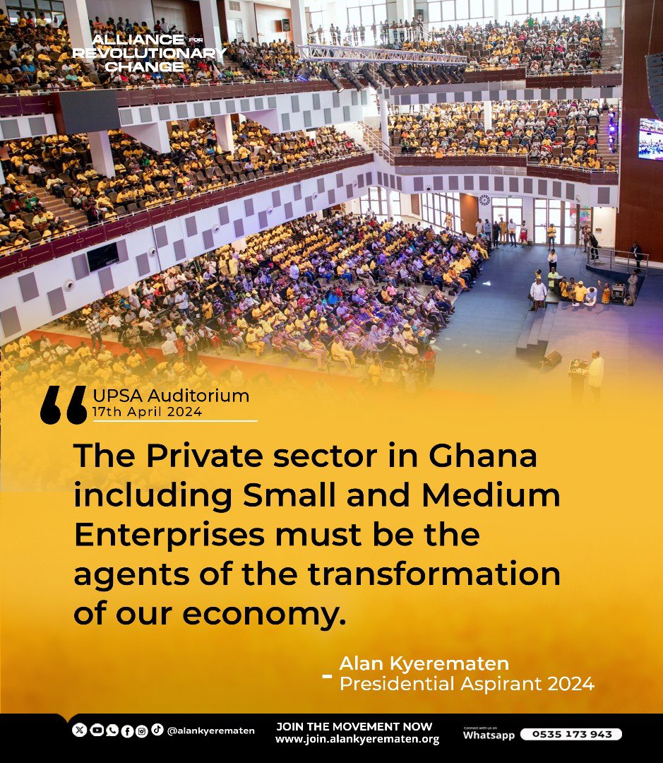 Alan Kyerematen envisions a prosperous, united, and peaceful Ghana with the support of all citizens. #GhanaWillRiseAgain #AllianceForRevolutionaryChange #TheBigAnnouncement