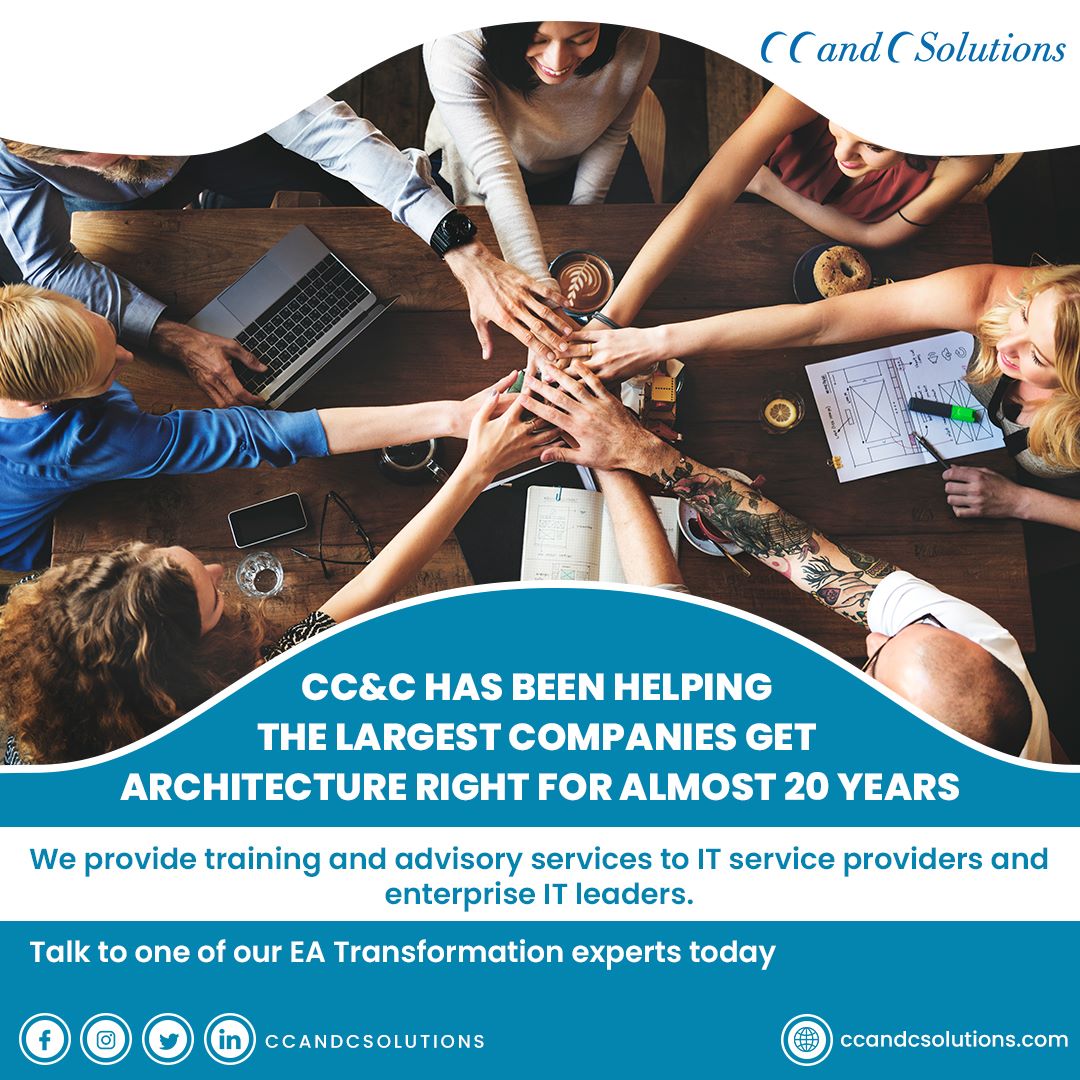 CC&C has been helping the largest companies get architecture right for almost 20 years
For more details visit : ccandcsolutions.com
#itservices #itserviceprovider #CCandCSolutions #CCandC #ITArchitecture #ITConsultingServices #Bian #CertificationCourse #EnterpriseArchitecture