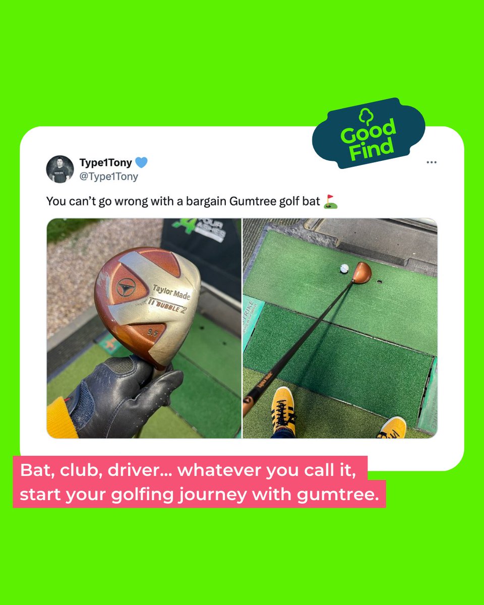 Bat? 😂Hey, it’s the form that matters. Brush up on your golf swing with Good Finds from Gumtree. brnw.ch/21wIX5V