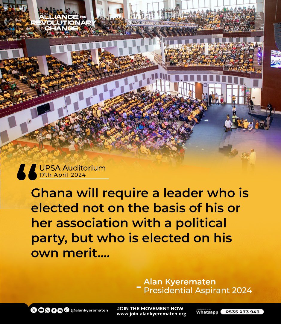 Alan Kyerematen reaffirms the Alliance's commitment to unity and progress for all Ghanaians. #GhanaWillRiseAgain #AllianceForRevolutionaryChange #TheBigAnnouncement
