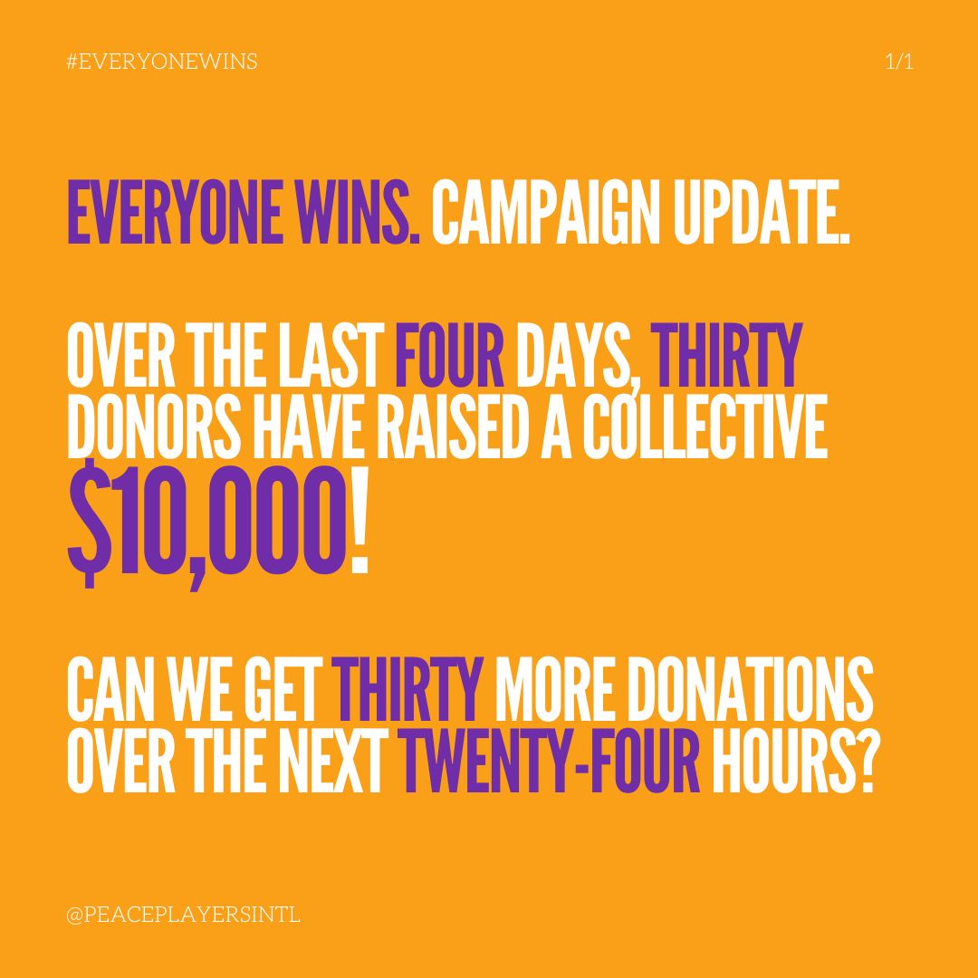 OVER THE NEXT TWENTY-FOUR HOURS, EVERYONE WINS. DONATION LINK: peaceplayers.networkforgood.com/projects/22257…'