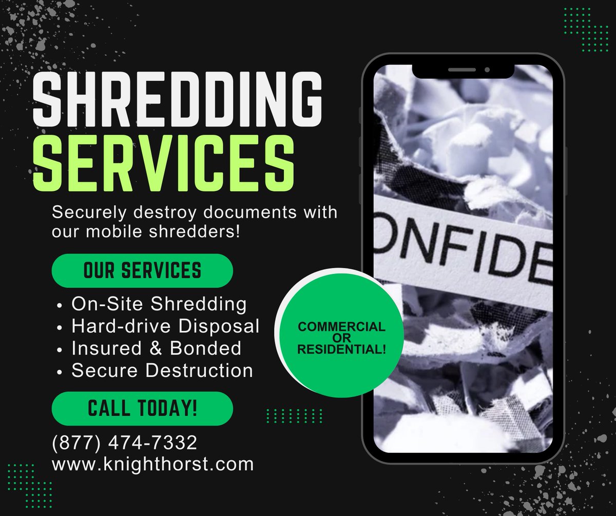 KnightHorst's tweet photo. Securely and completely destroy your sensitive documentation with @knighthorst! #recycling #onsiteshredding #knighthorst #recycle #mobileshredder https://t.co/LdS7dOtxP6