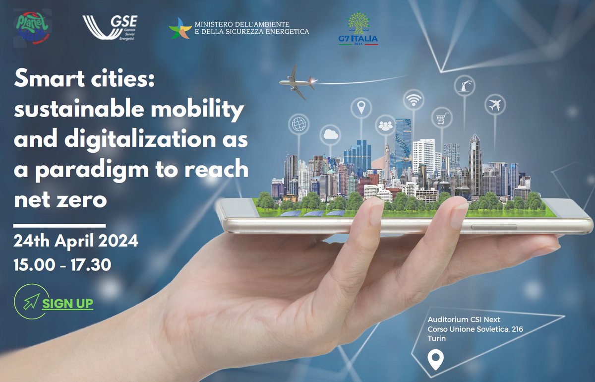 🌎Mercoledì 24/04 #GSE parteciperà alla #PlanetWeek con un workshop dedicato ad approfondire le misure volte a favorire il processo di #decarbonizzazione delle città, lo sviluppo delle #smartcities e della #mobilitàsostenibile. 👉Registrati all'evento: tinyurl.com/5y7k868w