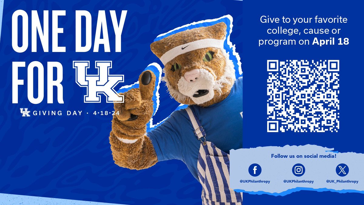 For 24 hrs TODAY, the @universityofky community is coming together to support their favorite college, program or cause through One Day for UK—the University’s annual giving day! We are so grateful for your support, on 1D4UK and every day 📘💙 buff.ly/49wRLCu