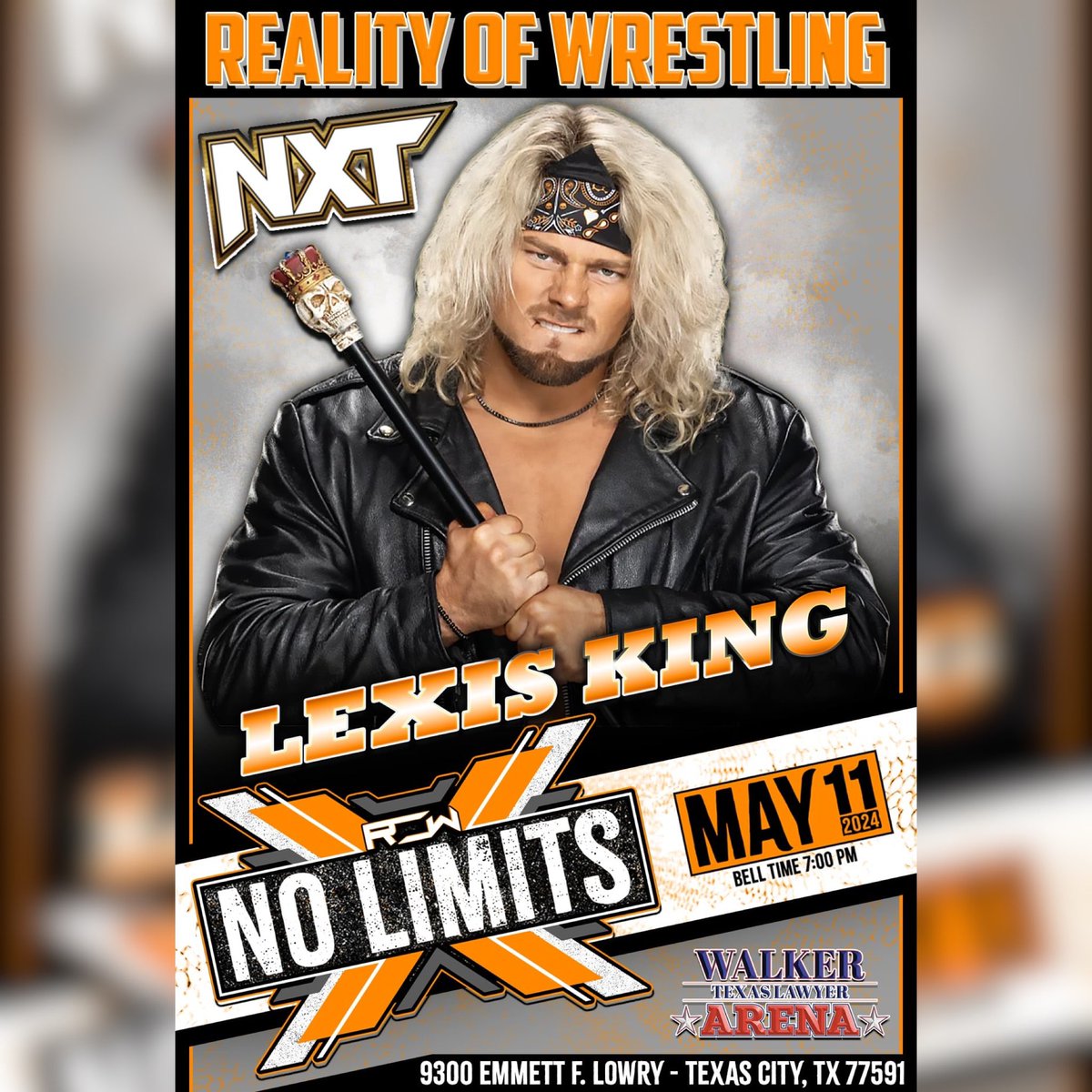 ‼️ BREAKING NEWS ‼️ We’re excited to announce @WWENXT Superstar @LexisKingWWE will be in action on Saturday, May 11th in Texas City, Tx at the Walker Texas Lawyer Arena! #NoLimits 📍9300 Emmett F Lowry Expressway Texas City, TX 77591 🎫 shorturl.at/bpvy0