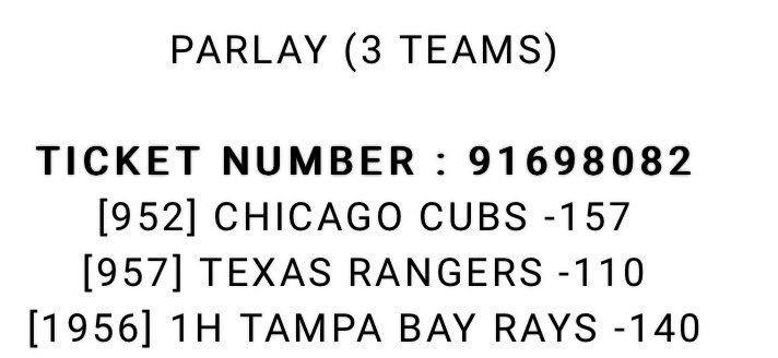 Let’s hit a banger today for the boys huh???

+430🔥
💎Rays F5 ML
💎Rangers ML
💎Cubs ML

#MLB #MLBRIVALS #MLBB #MLBBets #MLBSpecialSpoilers #MLBThailand #MLBTonight #GamblingX #GamblingTwitter #Jinx