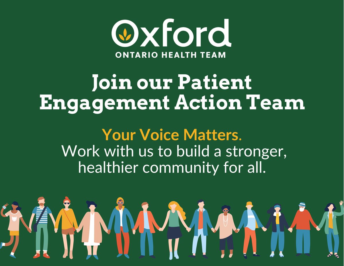 During #VolunteerWeek, we want to remind you that we're looking for volunteers to join our Patient Engagement Action Team! Fill out an application online at: bit.ly/PEAT or send us an email at info@oxfordoht.ca to learn more!