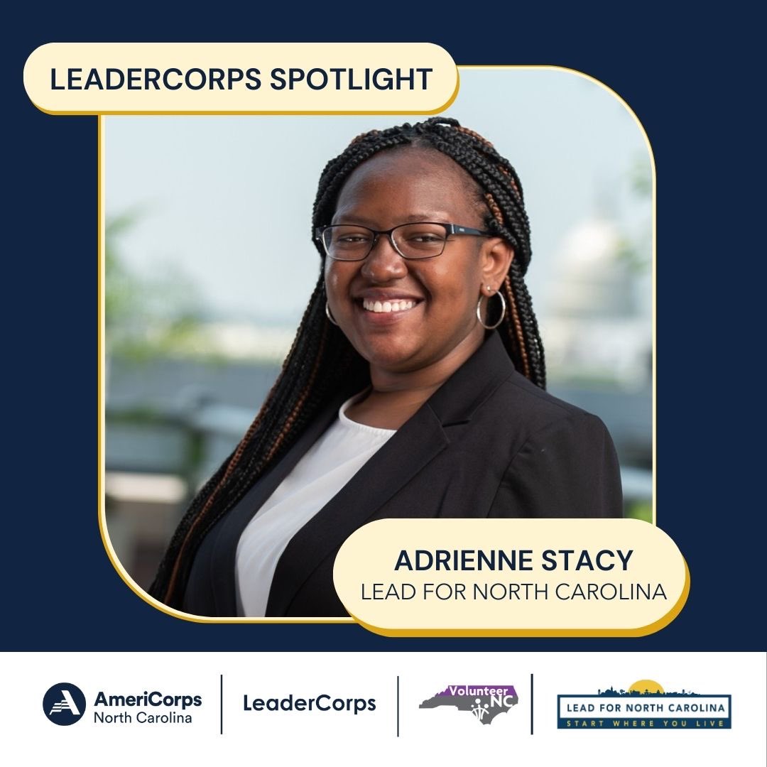 VolunteerNC's tweet photo. Adrienne Stacy is our second #LeaderCorps member spotlight this week serving with #LeadforNC! Thank you Adrienne for serving your community with enthusiasm and a passion for helping others! @AmeriCorps @LeadforNC https://t.co/g7APDOErqG