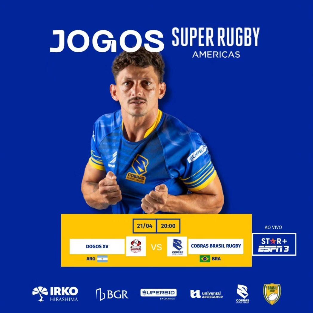 🐍 🇧🇷 viajam à Argentina para duelarem com o 🇦🇷Dogos pelo Super Rugby Américas É domingo 20h, ao vivo no Star+ e ESPN3! 🏉 Saiba mais: brasilrugby.com.br/2024/04/18/cob… #OTimeDeTodosOsClubes #BeSuper #SuperCobras #RugbyNaESPN