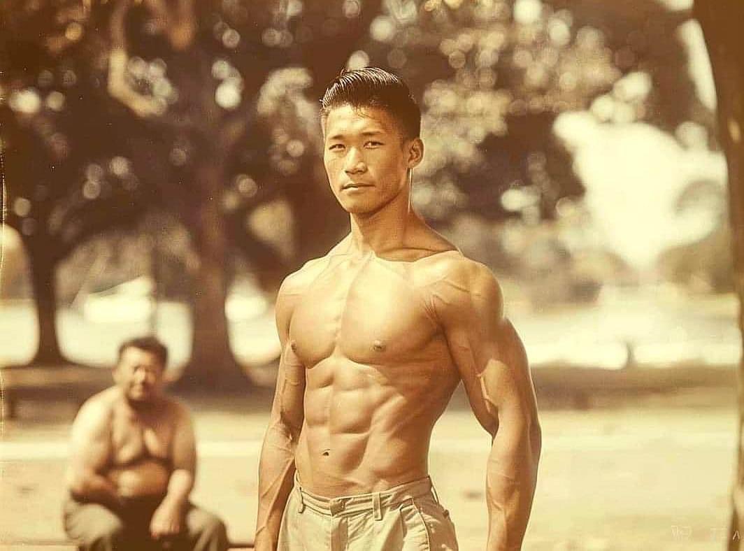 Today’s interesting factoid: This photo was reportedly taken in 1946. This guy is Ken Shimizu. He was 35 years old. He had 2 children. Shimizu never ran or worked out. Slept late. Ate whatever he wanted to. Even drank beer instead of water. Ate sumptuous dinners every night...