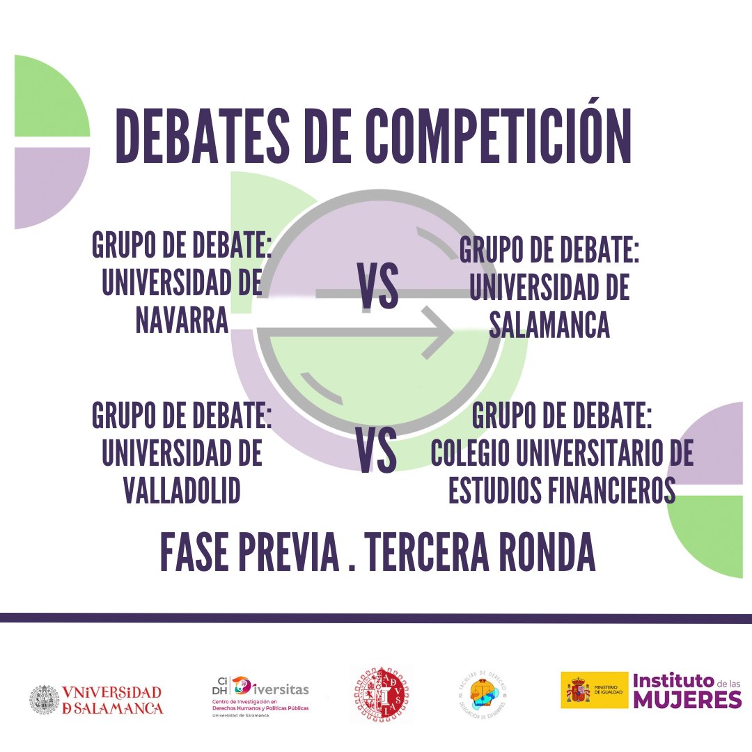 Ya iniciamos con la Fase Previa, Tercera ronda de debates 

#FDE #Igualdad #Usal