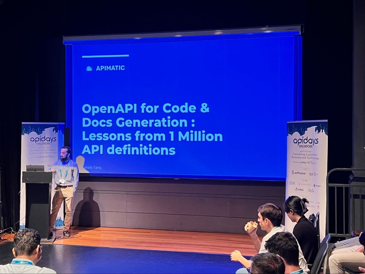 That's a wrap for @APIdaysGlobal Singapore! What a blast! @thesohaibtariq showed off @APIMatic API co-pilot to eager attendees and shared lessons from 1 million API definitions and OpenAPI mistakes that impact SDK generation in the @OpenApiSpec sponsored #OpenAPI track