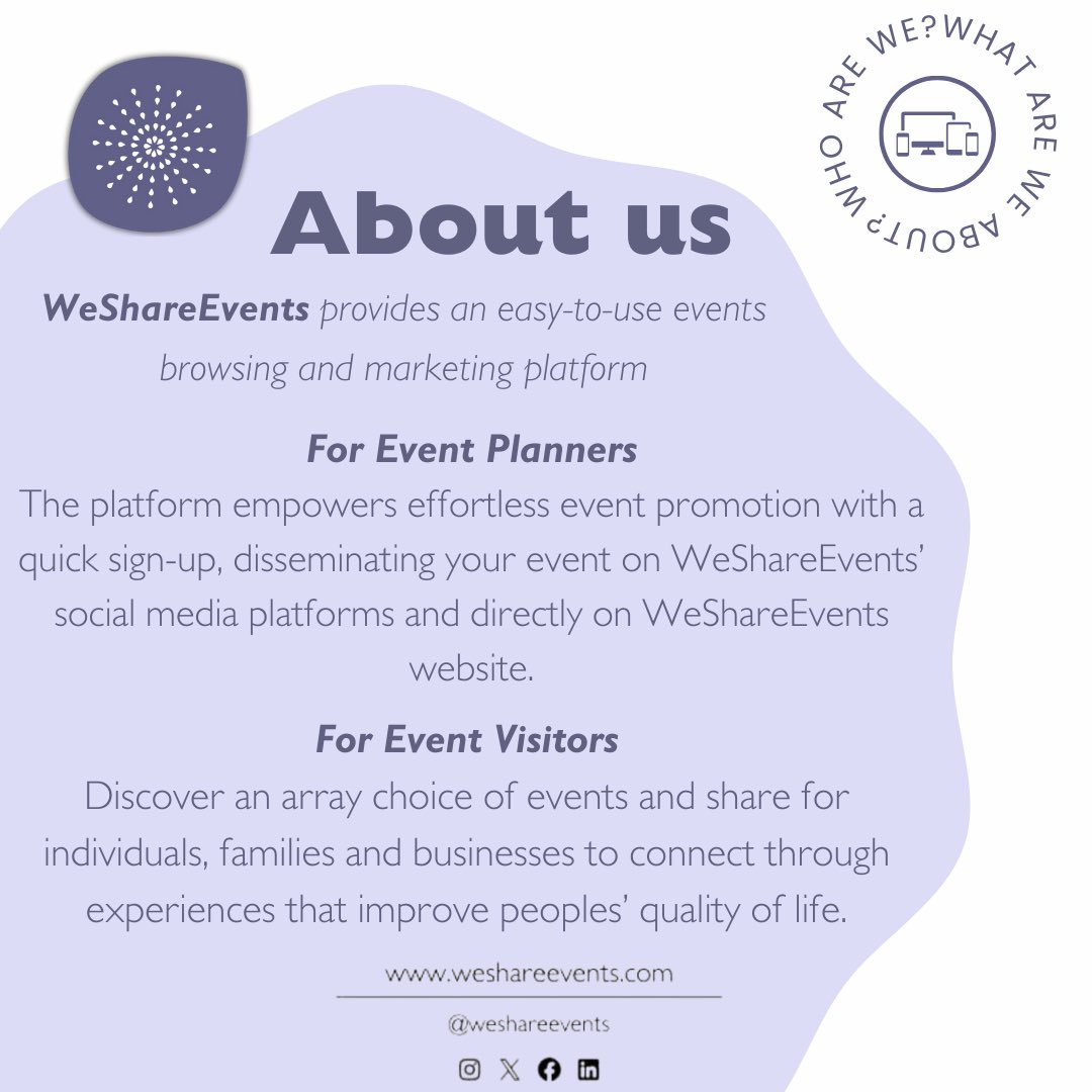 Get to know what we are all about.
#WeShareEvents #events #advertsing #aboutus
