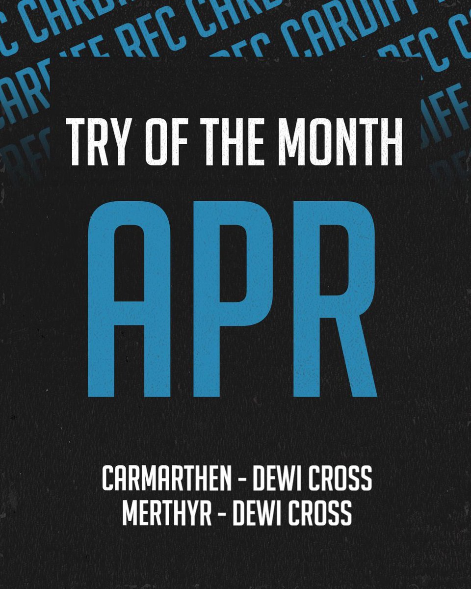 Voting for your @DewiCross try of the month for April is now available on our website. Nominations are: - Dewi's second try against Carmarthen - Dewi's first try against Merthyr 📺 - youtu.be/PSy2i6dMTuI 📺 & ✅ - cardiffrfc.com/try-of-the-sea… #BlueAndBlacks 💙🖤