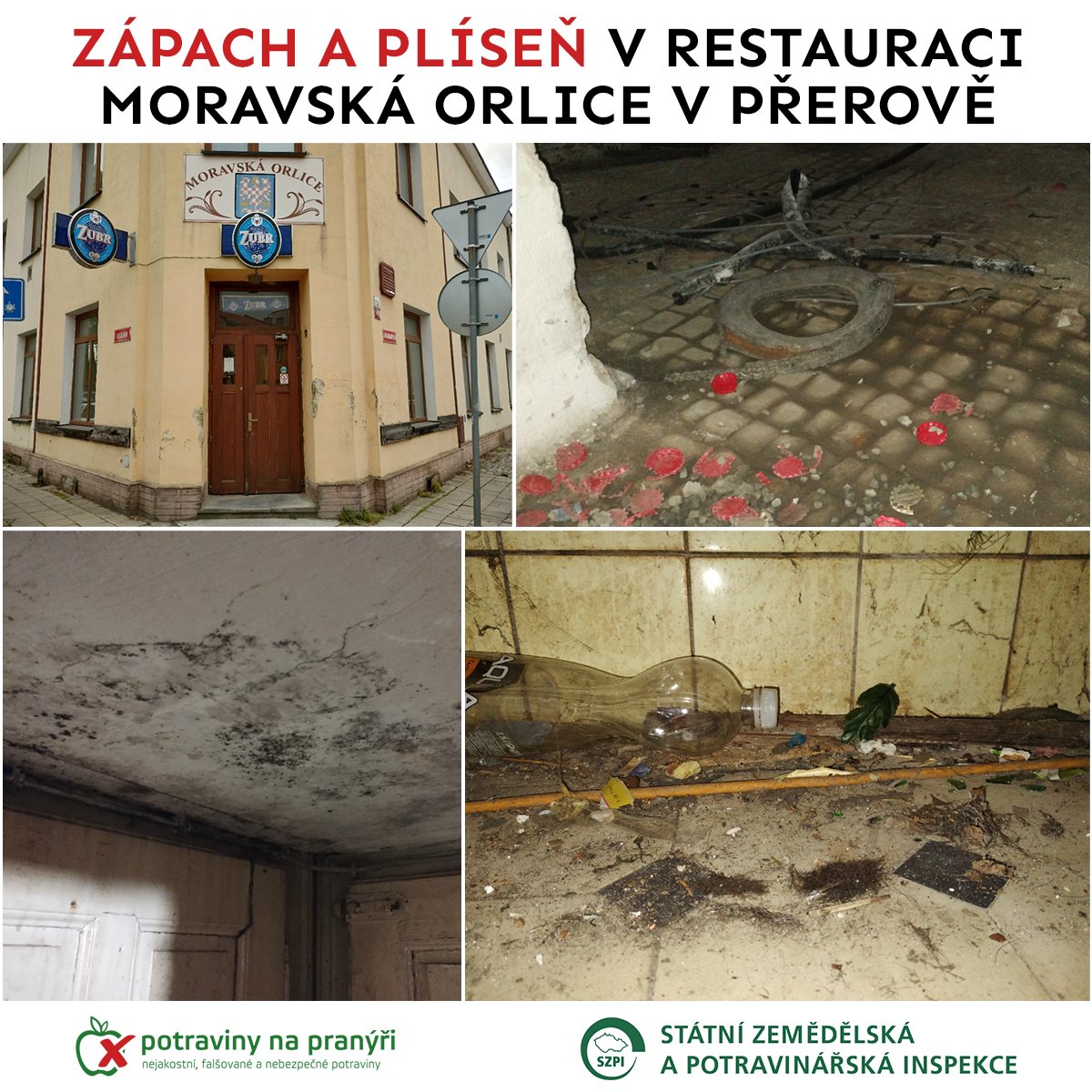 NaPranyri's tweet photo. ⚠️ Zápach, plísně a nepořádek: Uzavřeli jsme restauraci Moravská Orlice v Přerově
➡️ Více informací o provedené kontrole včetně kompletní fotodokumentace ZDE:
https://t.co/LuZLdzQXTS
#napranyri #potravinynapranyri #prerov #restaurace https://t.co/yzt9fQiN88