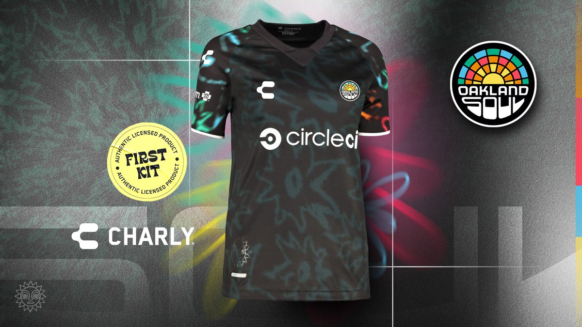 The Oakland Soul SC @Charly_USA_ First Jersey – a wearable piece of art – is thoughtfully designed to embody Oakland’s soul through its unique features. The jersey's rich black canvas is subtly adorned with a hand-drawn flower pattern by the artwork of Oakland youth, a nod to