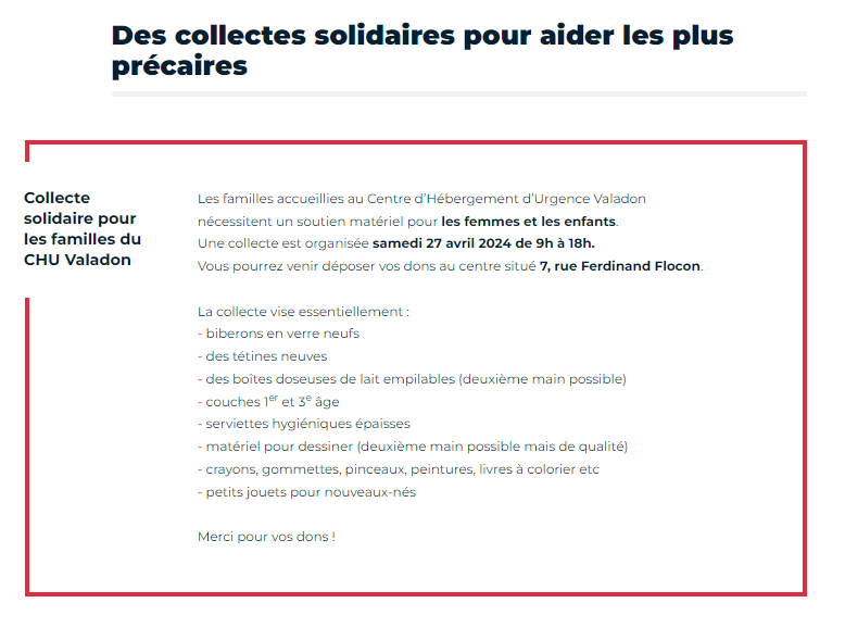 mairie18paris's tweet photo. 🆘| Aider les plus précaires, trouver des solutions pour les personnes démunies, agir pour les populations à la rue… Autant de missions qui sont profondément ancrées dans l’ADN de #Paris18.
🤝#Collectes #solidaires | Samedi 27 avril
📍 7, rue Ferdinand Flocon - CHU Valadon https://t.co/oUwoL1fcxG