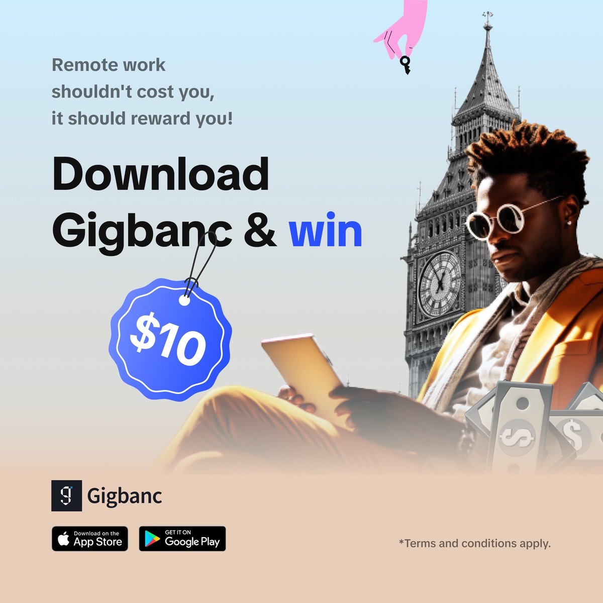 Complete these 4 actions & get a chance to win $10

- Download Gigbanc
- Signup
- Make your first transaction
- Leave a Playstore or App store review.

#Gigbancislive #Gigbanc